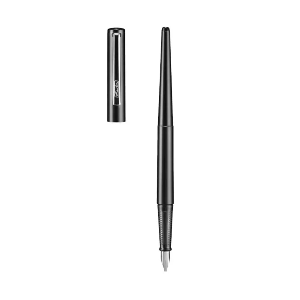 Great value calligraphy pen set from Herlitz stationery Germany by Pelikan. The calligraphy set comes in 3 nib sizes : 1.1mm, 1.5mm & 2.3mm. Interchangeable nib section with long shaft pen barrel design, ideal pen's diameter for comfort grip. Great price for good value product. Colour - Black Barrel & Cap Material β Plastic Capped Design β Snap On Clip β Metal Filling Mechanism β Ink Cartridge Nib : 2.3mm 4 Black Ink cartridges with pen Blister Pack Country of Origin : Germany
