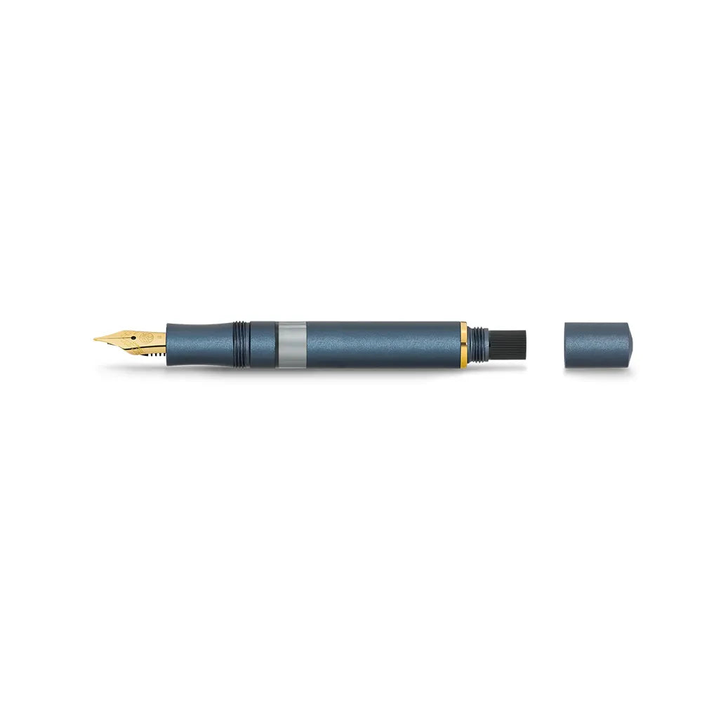 Kaweco Piston Sport Starter Set Navy Blue Aluminium GT Fountain Pen - Stainless Steel Nib