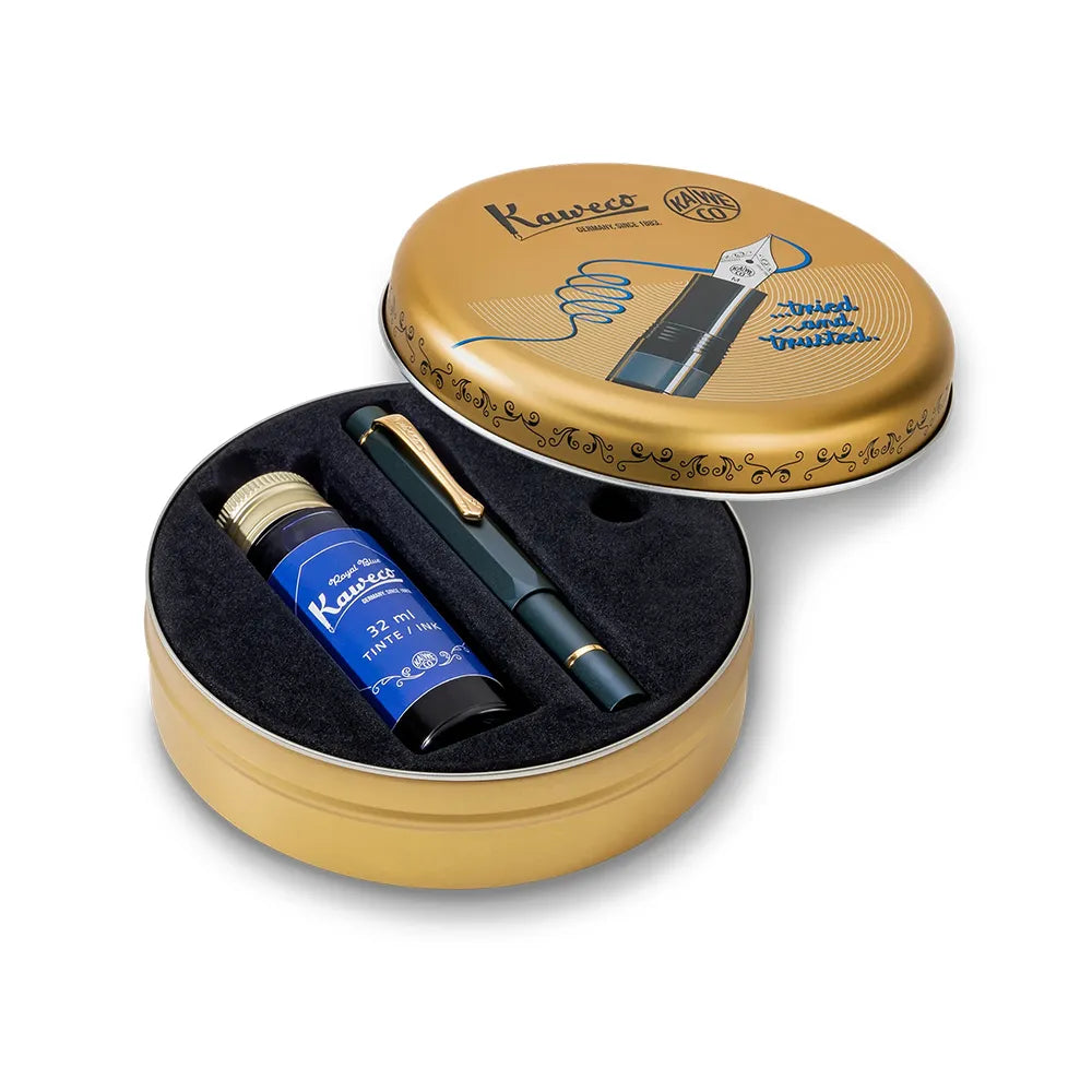 Kaweco Piston Sport Starter Set Navy Blue Aluminium GT Fountain Pen - Stainless Steel Nib