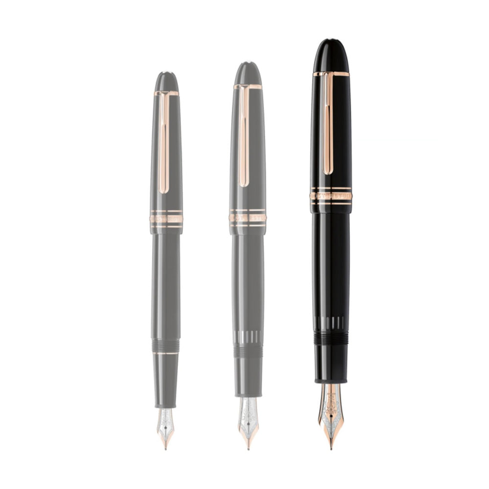 Montblanc Meisterstück 149 Black Resin with Red Gold-Coated Trim Fountain Pen - 18Kt Gold Broad Nib