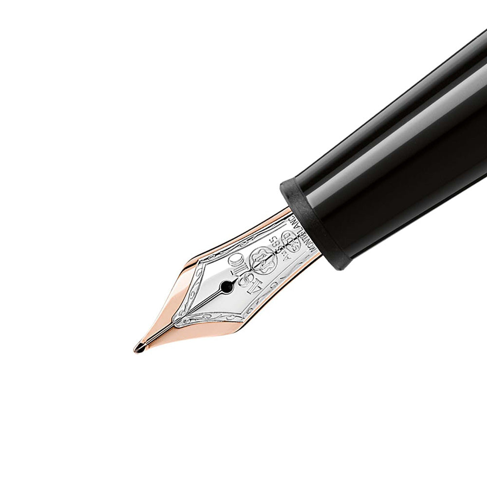 Montblanc Meisterstück Classique Black Resin with Rose Gold-Coated Trim Fountain Pen - 14Kt Gold Medium Nib