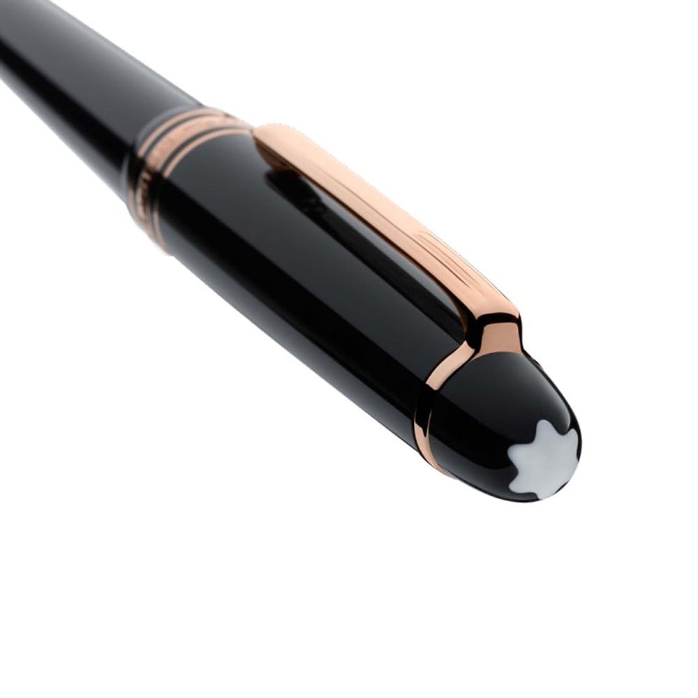 Montblanc Meisterstück Classique Black with Rose Gold-Coated Trim Fountain Pen - 14Kt Gold Broad Nib