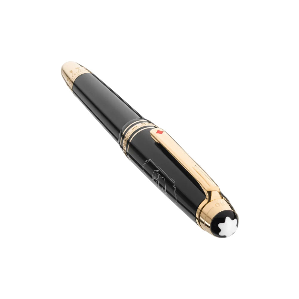 Montblanc Meisterstück Around the World in 80 Days Classique Anthracite With Gold Trims Fountain Pen - 14Kt Gold Fine Nib