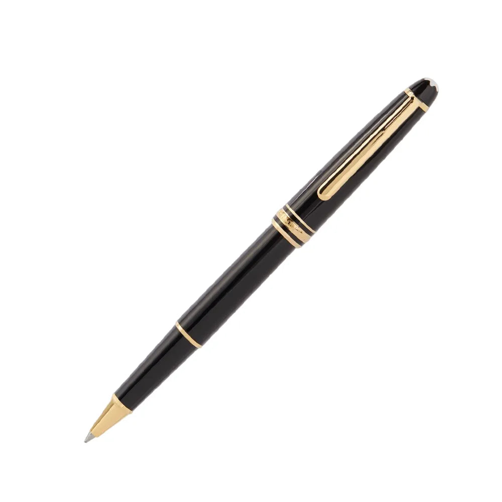 Montblanc Set Meisterstück Classique 163 Black Precious Resin GT Rollerball Pen with Meisterstück Pocket 5cc with Zip Black Card Holder
