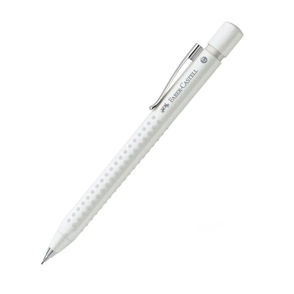 Grip 2011 mechanical pencil, 0.7 mm, white The Grip 2011 concept clearly convinces with its appealing grip design in classic colors and sophisticated ergonomics. The characteristic dots match the shaft in color. Ergonomic triangular shape for tireless writing Soft grip zone for a secure, non-slip grip Extra long, twist-out eraser Break-resistant 0.7 mm lead for optimum writing Refills and spare erasers available Barrel colour: white