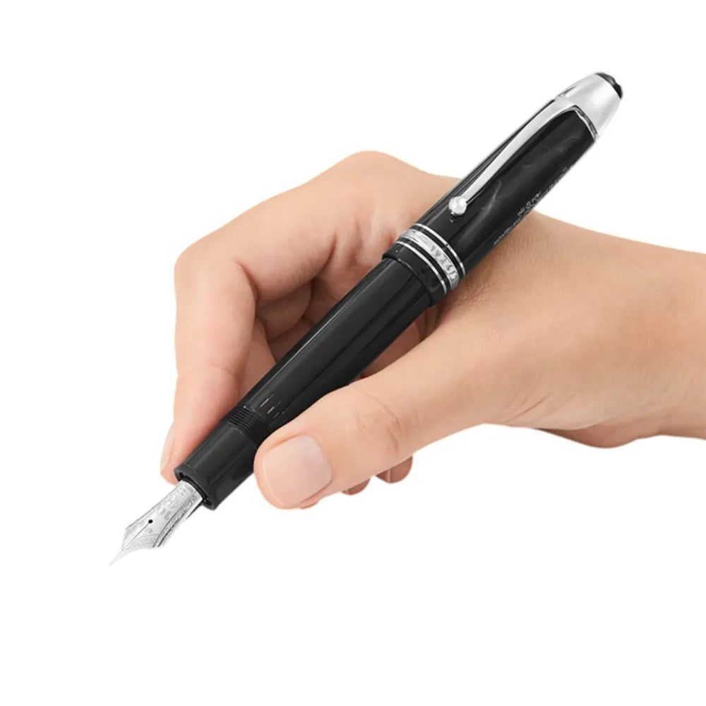 Montblanc Meisterstück The Origin Collections 149 Black Resin with Platinum-Coated Trim Fountain Pen - 18Kt Gold Rhodium-Plated Medium Nib
