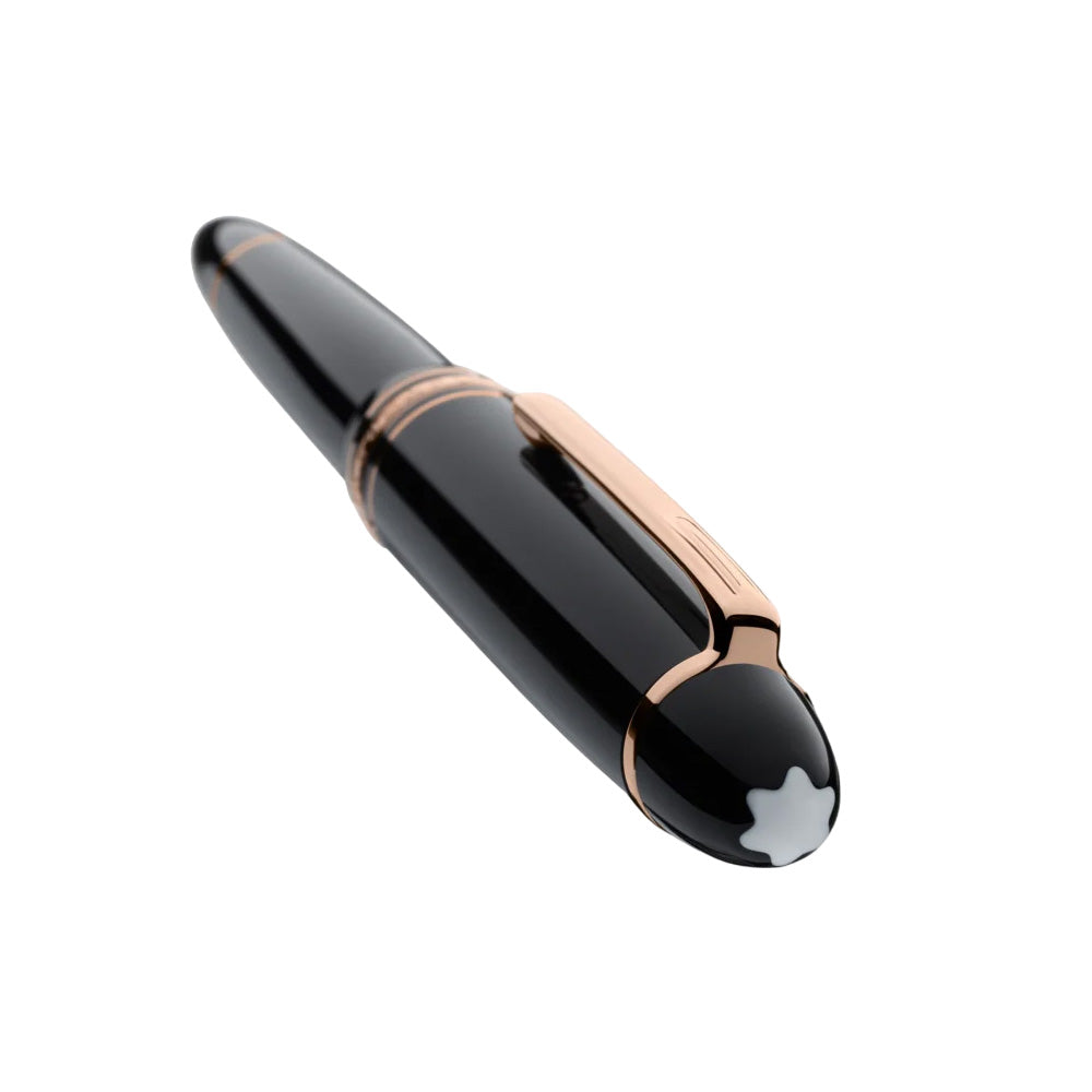 Montblanc Meisterstuck 146 Black Resin with Rose Gold-Coated LeGrand Fountain Pen - 14Kt Gold Rhodium-Plated Medium Nib