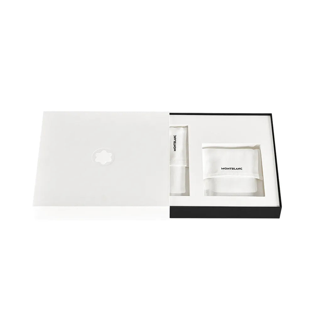 Montblanc Set with PIX Black Precious Resin Ballpoint Pen & Meisterstück Leather Card Holder 6cc Black