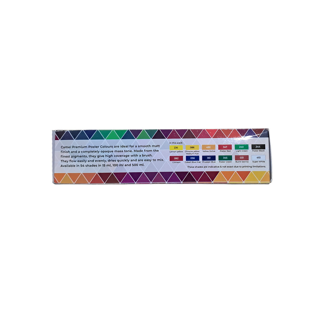 Kokuyo-Camlin Camel Premium Poster Colours 10ml with Brush - 12 Shades
