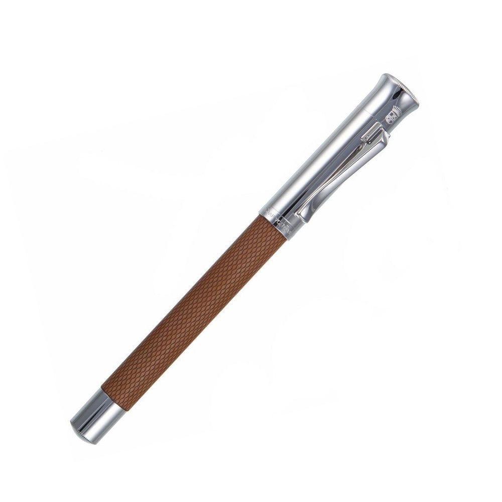 Graf von Faber-Castell Guilloche Cognac Brown Fountain Pen – 18Kt Gold Rhodium-Plated Medium Nib