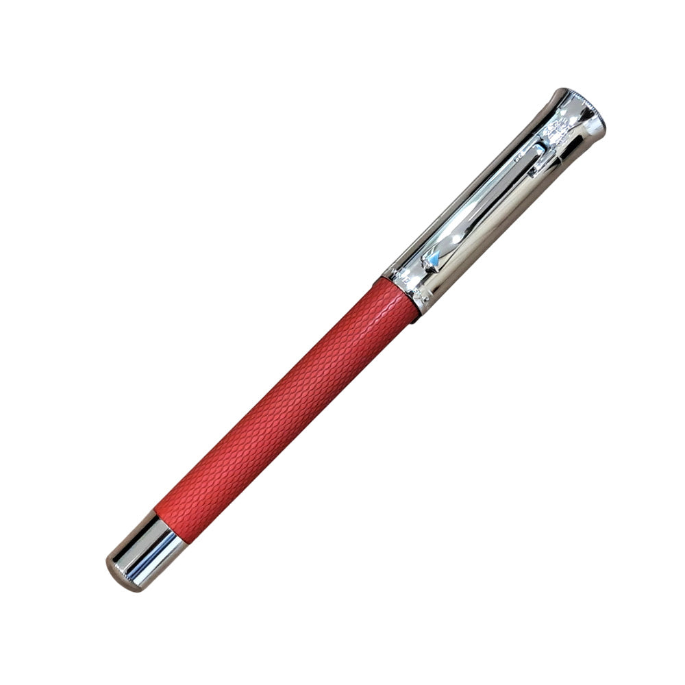 Graf von Faber-Castell Guilloche Coral Red Resin with Rhodium-plated Trim Fountain Pen – 18Kt Gold Rhodium-Plated Medium Nib