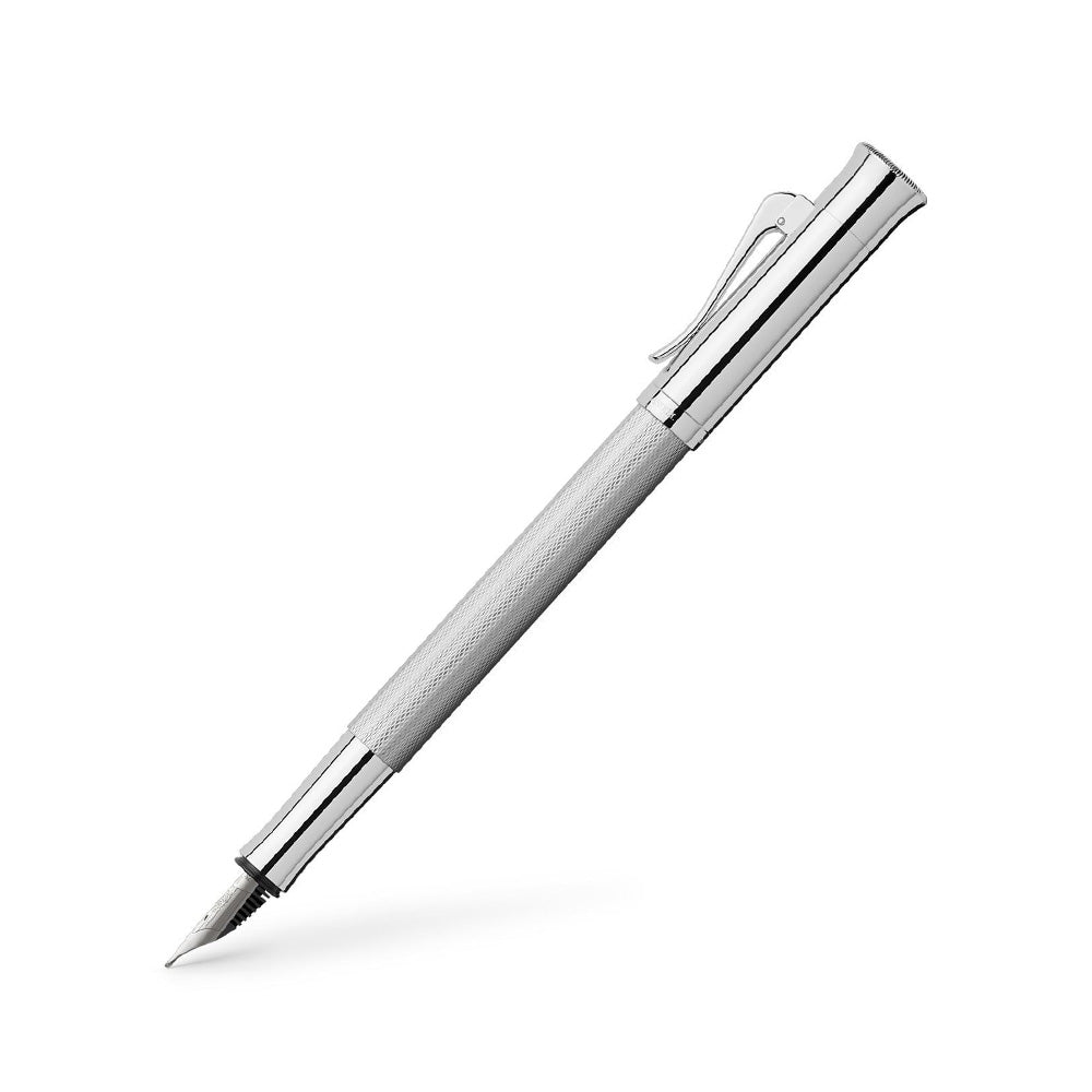 Graf von Faber-Castell Guilloche Rhodiniert Fountain Pen – 18Kt Gold Rhodium-Plated Medium Nib