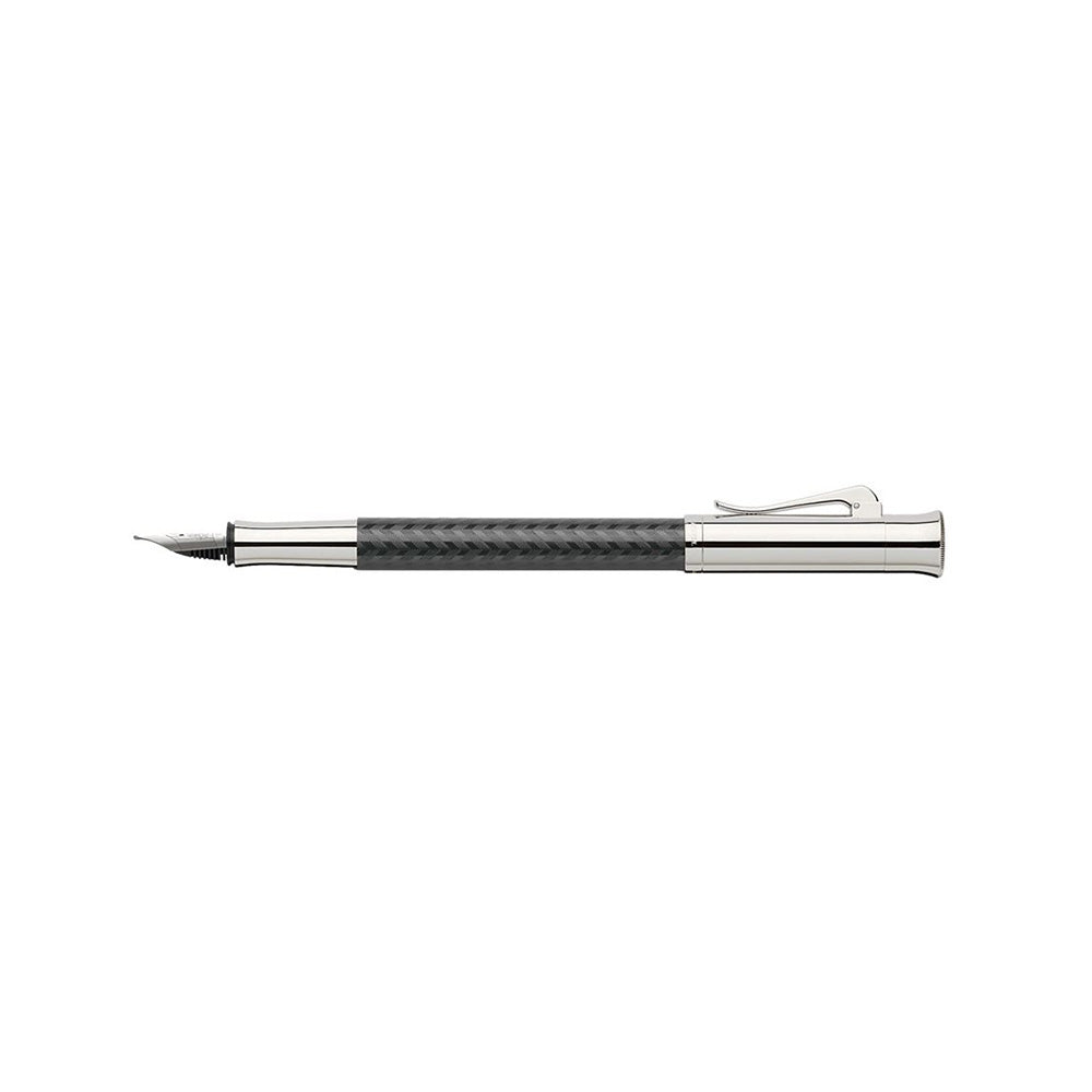 Graf von Faber-Castell Guilloche Black Chevron Fountain Pen – 18Kt Gold Rhodium-Plated Medium Nib