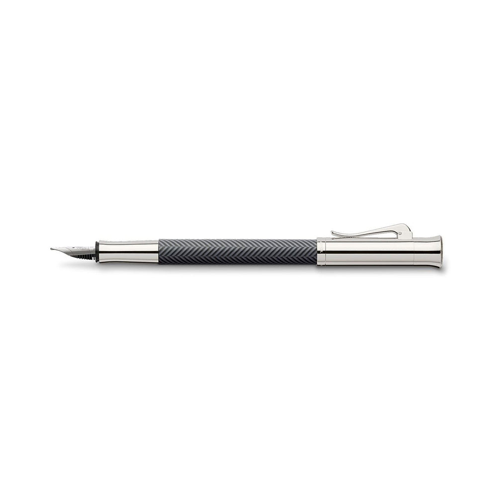 Graf von Faber-Castell Guilloche Cisele Anthrazit Black Resin Fountain Pen – 18Kt Gold Rhodium-Plated Medium Nib