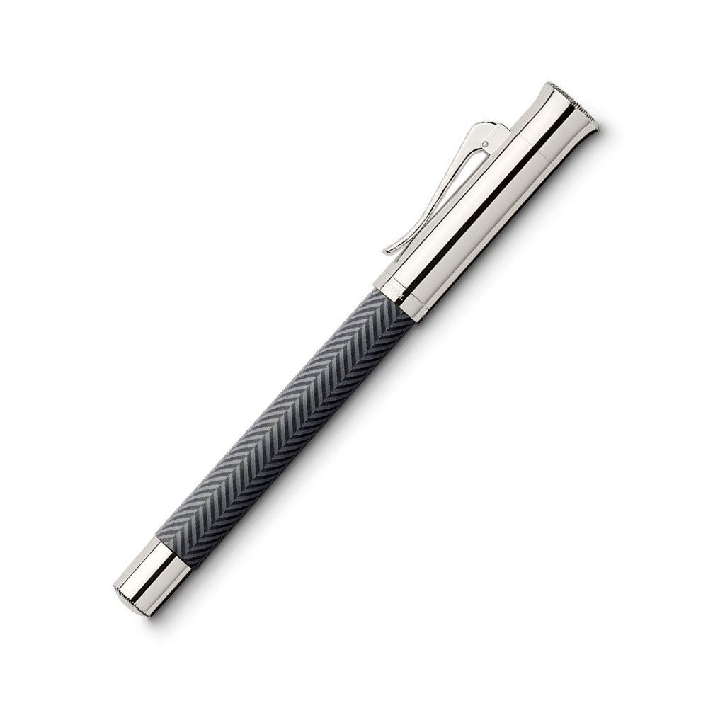 Graf von Faber-Castell Guilloche Cisele Anthrazit Black Resin Fountain Pen – 18Kt Gold Rhodium-Plated Medium Nib