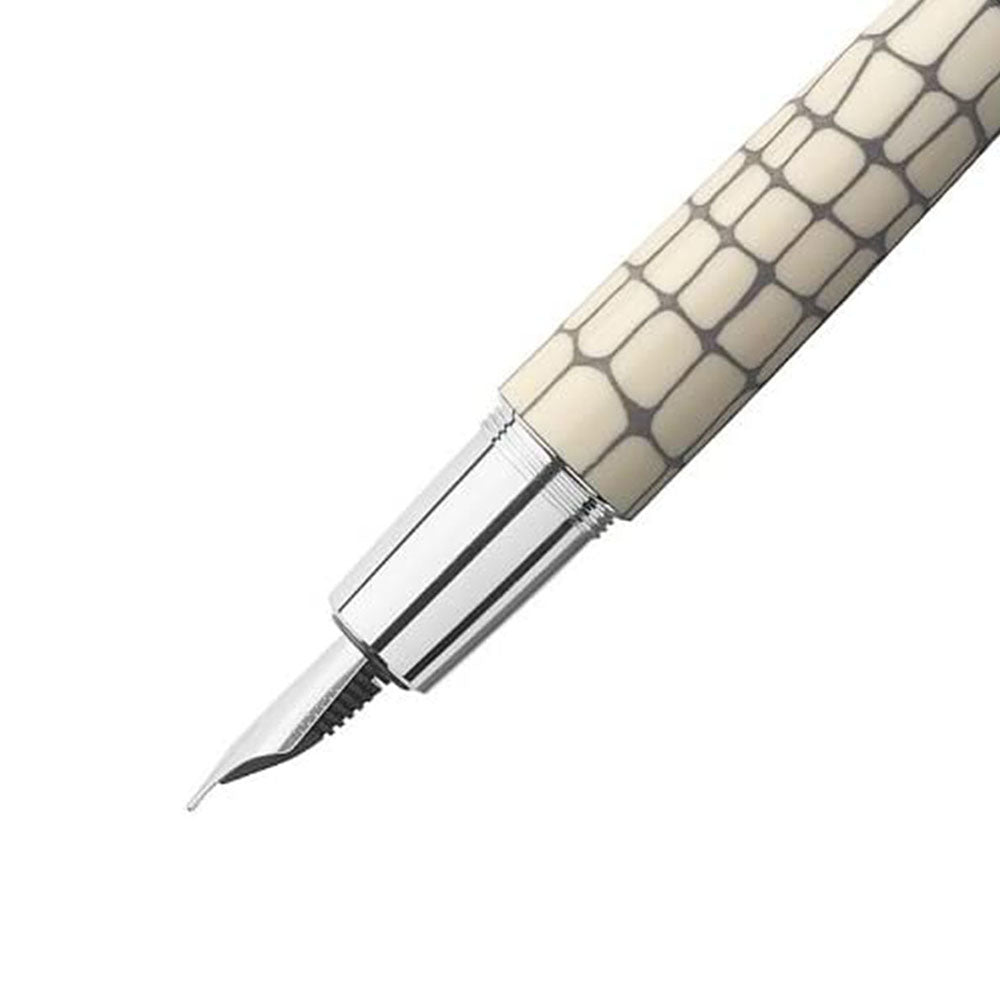 Faber-Castell E-motion Croco Ivory Resin & Chrome Cap Fountain Pen - Medium Nib