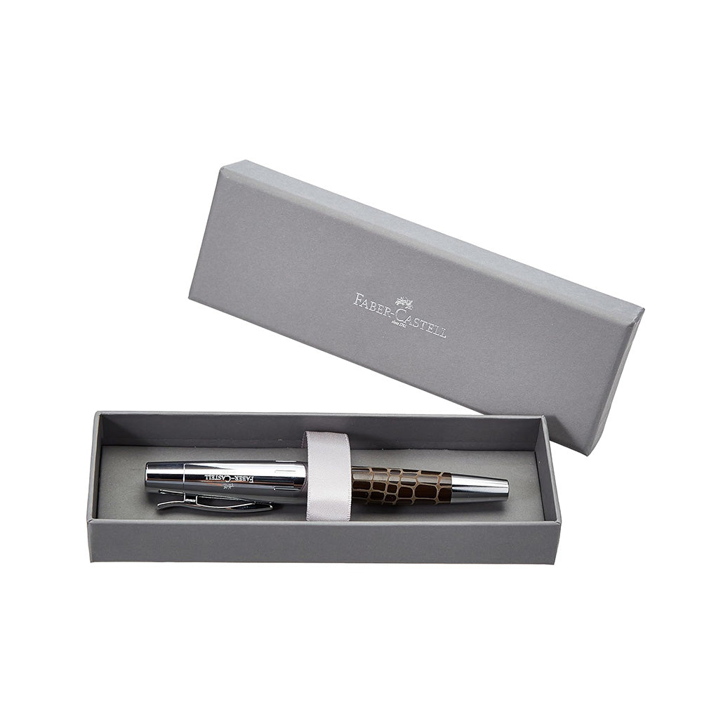 Faber-Castell E-motion Crocodile Brown Precious Resin Rollerball Pen
