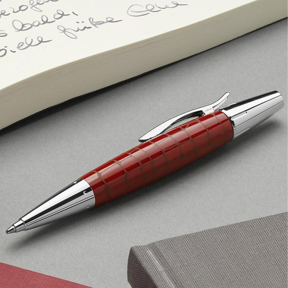 Faber-Castell E-motion Precious Croco Hibiscus Red Resin Ballpoint Pen