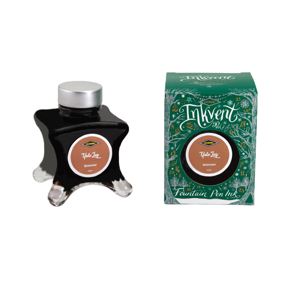 Diamine Inkvent Green Edition Shimmer Ink 50ml Bottle - Yule Log
