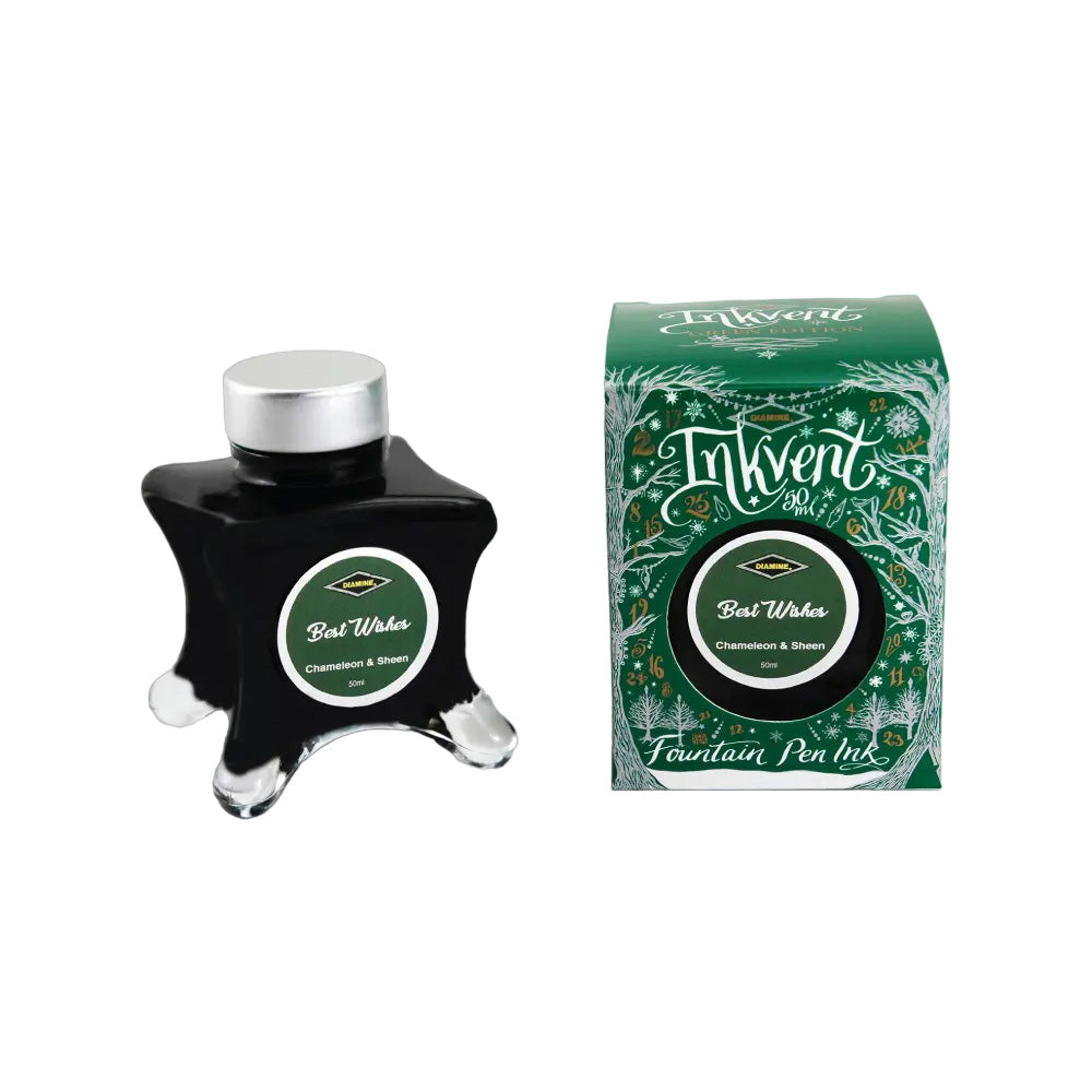 Diamine Inkvent Green Edition Chameleon & Sheen Ink 50ml Bottle - Best Wishes