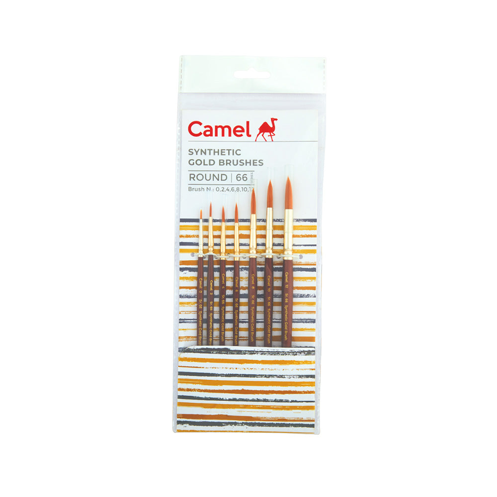 Synthetic Gold Hair Brushes from Camlin are of International quality. Suitable to use with Camlin water colours, Camlin acrylic colours and Camlin Fabric colours. A set of flat brushes with a short handle and soft hair for young artists with a creative bend. Machine made, great quality soft hair to protect wildlife Round shape for strokes and details Sturdy gold-plated ferrule for long life Perfectly balanced and polished wooden handles 100% vegan Brush no.s 0, 2, 4, 6, 8, 10, 12