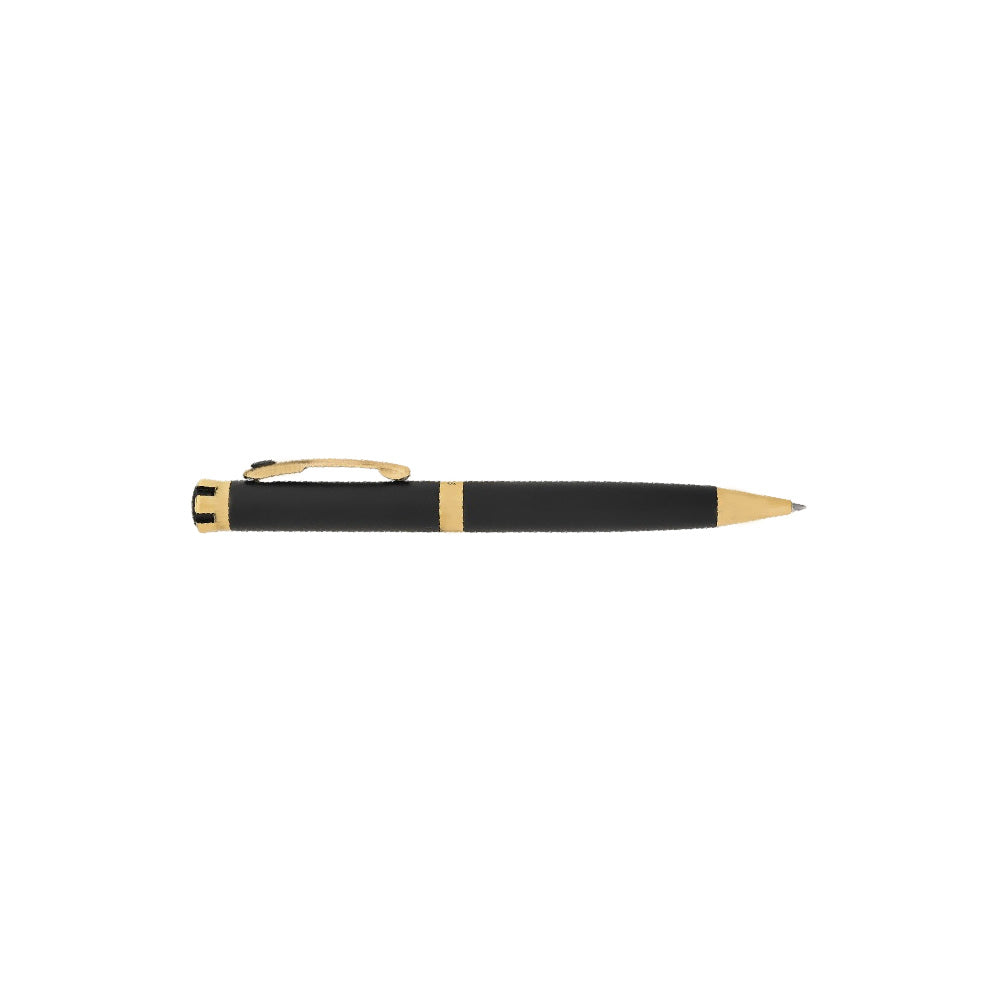 Swissbrand 2510 Matte Black with Black Gem Embedded Gold Trim Ballpoint Pen