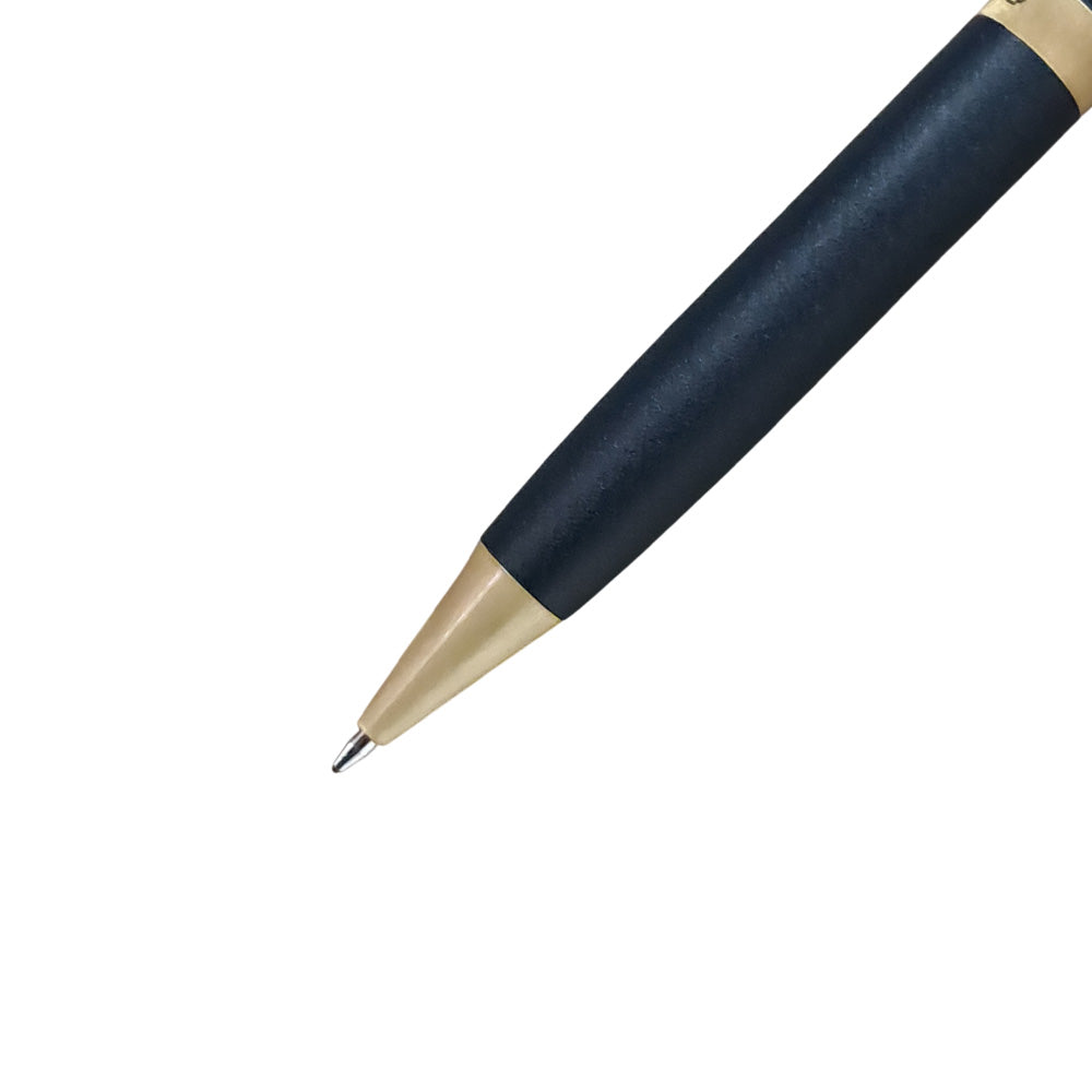 Swissbrand 2510 Matte Black with Black Gem Embedded Gold Trim Ballpoint Pen