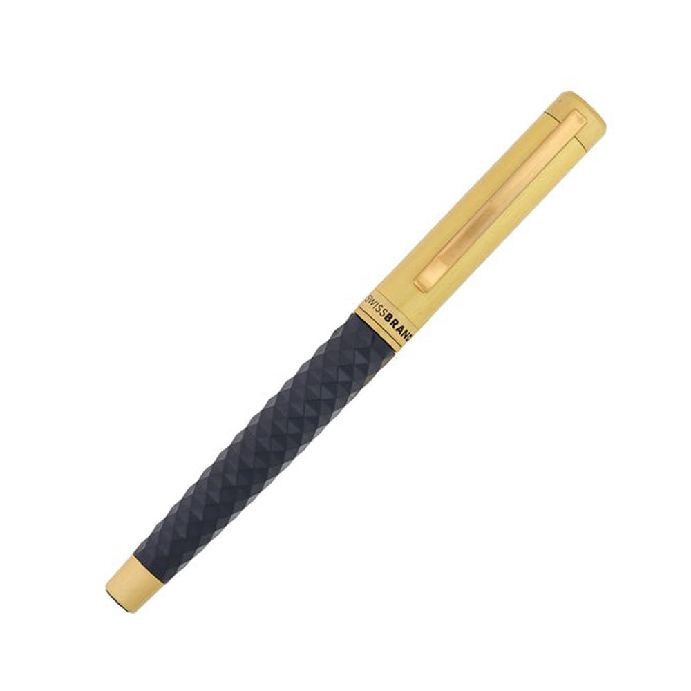 Swissbrand 2513 Black Composite Diamond-shape Lacquer with Gold Trim Rollerball Pen