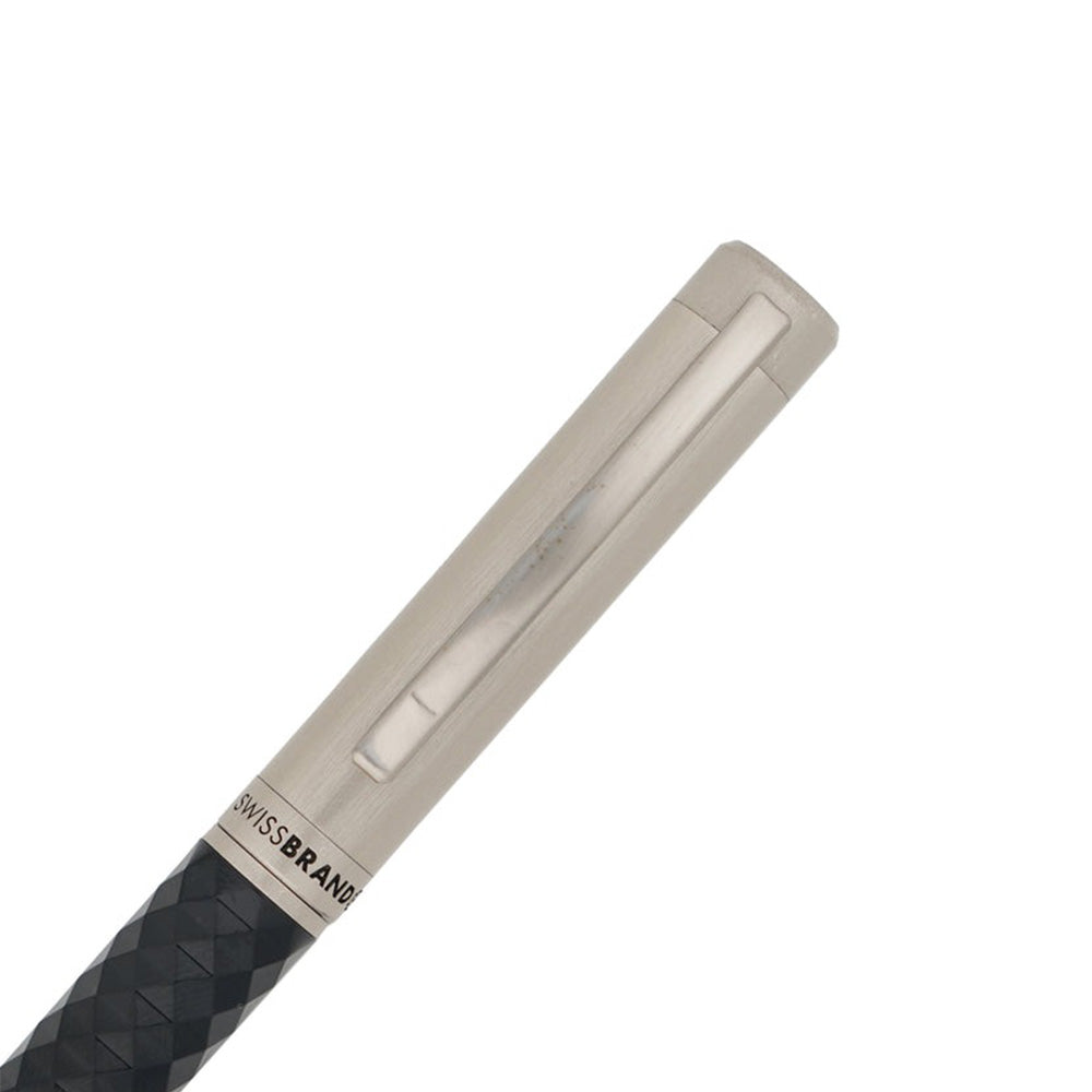 Swissbrand 2514 Black/Chrome Diamond-Shape with Chrome Trim Ballpoint Pen