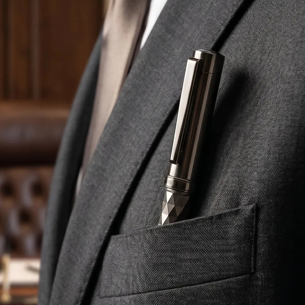 Swissbrand 2552 Gunmetal Finish & Diamond Pattern GMT Ballpoint Pen