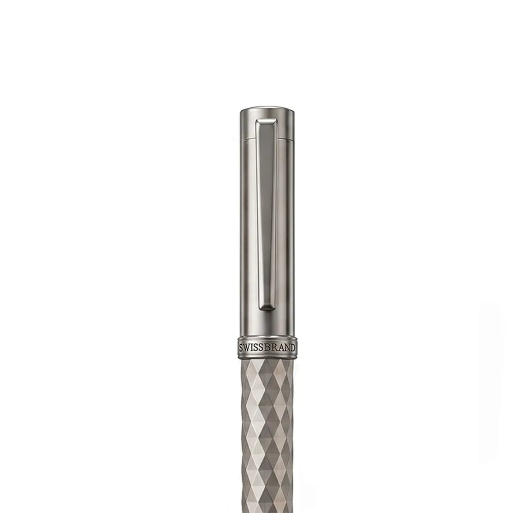 Swissbrand 2552 Ashler Crest Gunmetal Finish & Diamond Pattern GMT Fountain Pen - Medium Nib