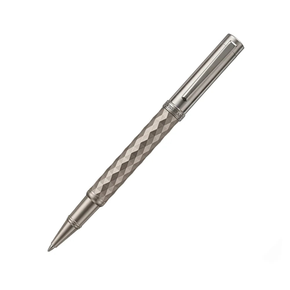 Swissbrand 2552 Ashler Crest Gunmetal Finish & Diamond Pattern GMT Rollerball Pen