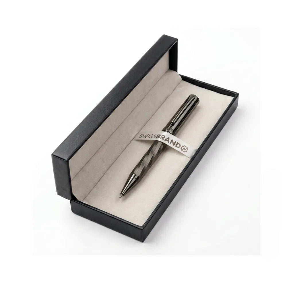 Swissbrand 2553 Ashler Arc Smoky Gunmetal Finish & Spiral Pattern GMT Ballpoint Pen