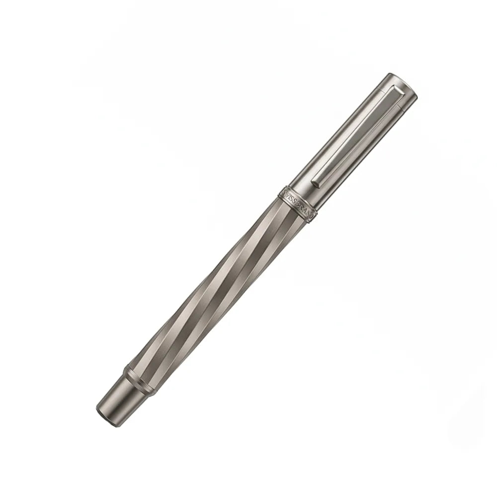 Swissbrand 2553 Ashler Arc Smoky Gunmetal Finish & Spiral Pattern GMT Fountain Pen - Medium Nib