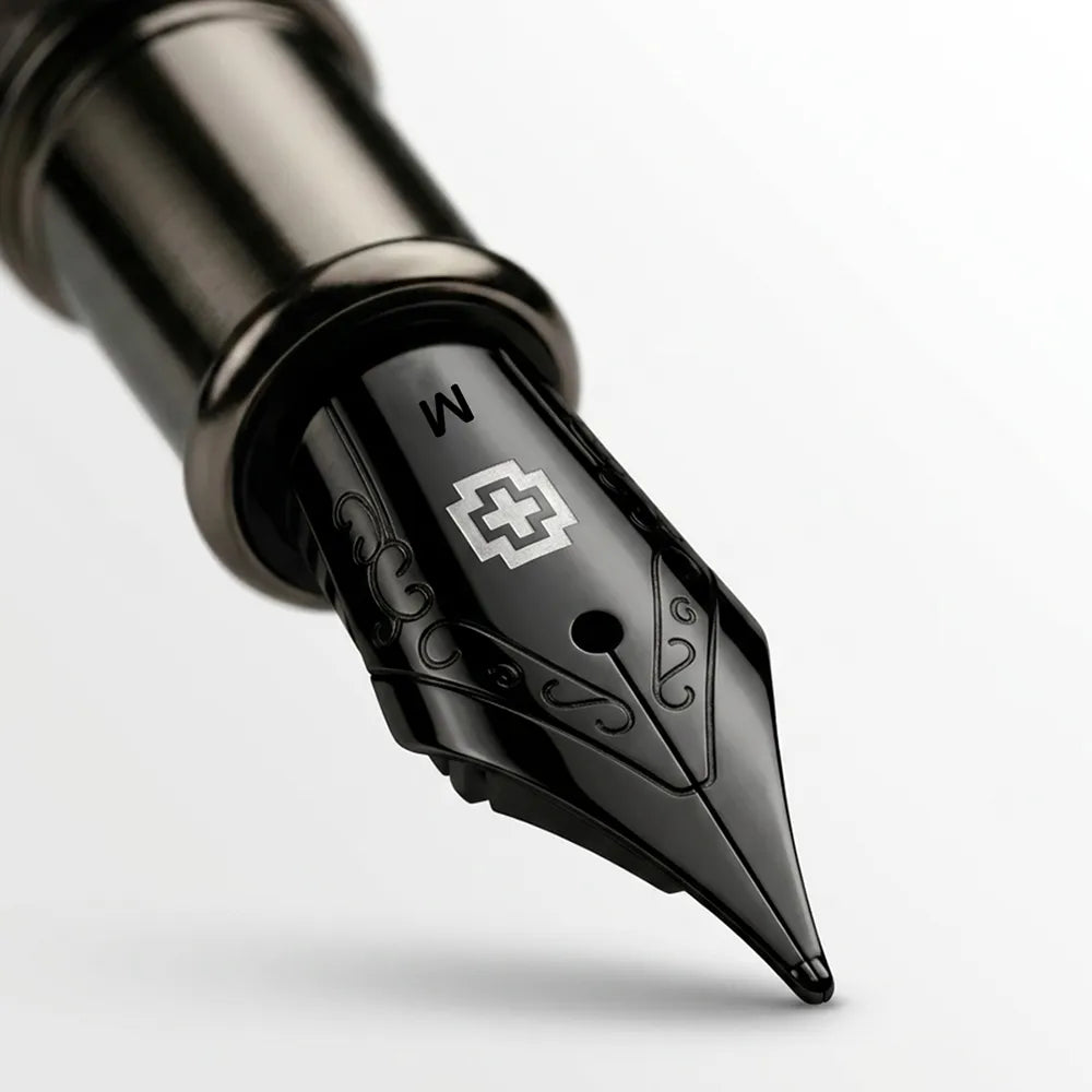 Swissbrand 2553 Ashler Arc Smoky Gunmetal Finish & Spiral Pattern GMT Fountain Pen - Medium Nib