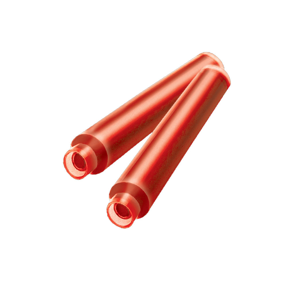 TP/6 ink cartridges is a standard ink cartridge for all Pelikan cartridge fountain pens and many other brands. Available in many different coloured inks! Large ink cartridge for all Pelikan and many other cartridge fillers Colour: Brilliant Red Royal blue ink is erasable and washable 6 ink cartridges per case