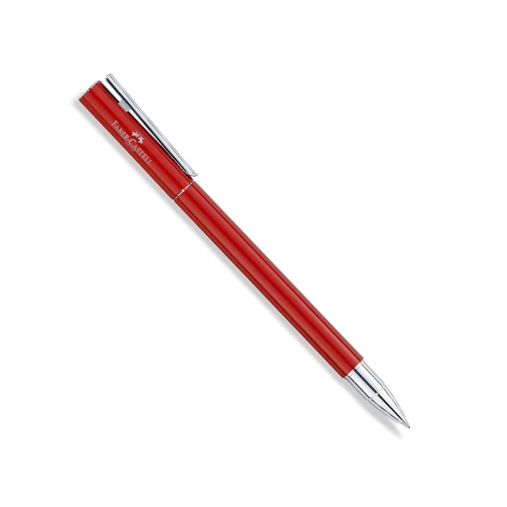 Faber-Castell Neo Slim Oriental Red with Chrome Trim Rollerball Pen