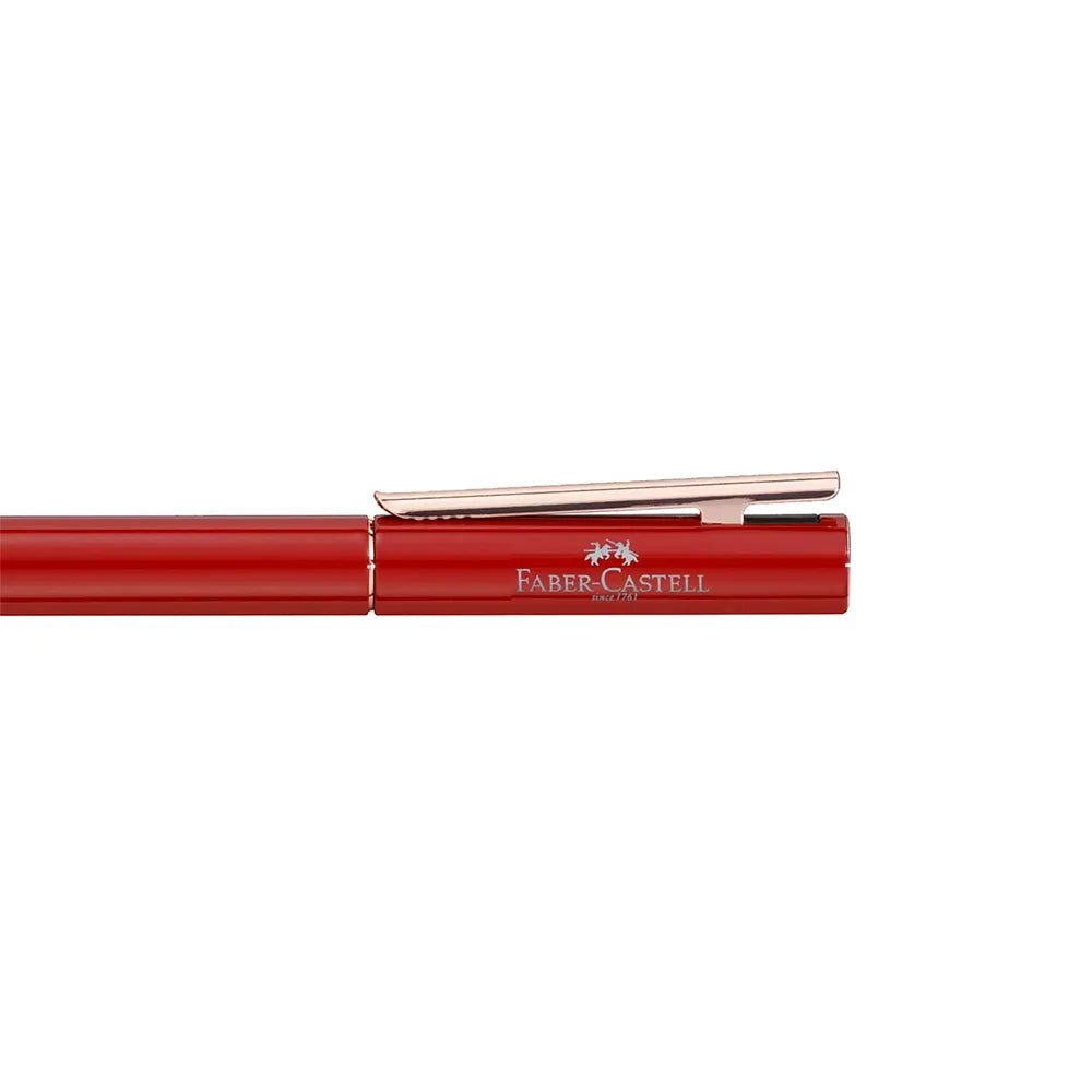 Faber-Castell Neo Slim Oriental Shiny Red with Rose Gold Trim Fountain Pen - Stainless Steel Nib