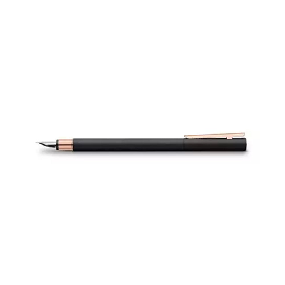 Faber-Castell Neo Slim Black Matte with Rose Gold Trim Fountain Pen - Broad Nib