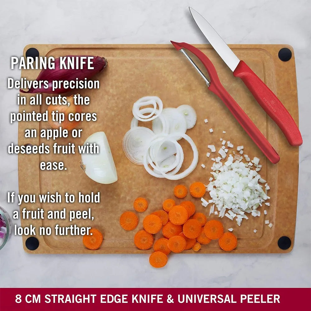 Victorinox Swiss Classic Paring Knives Set with Peeler 3 pieces - Red