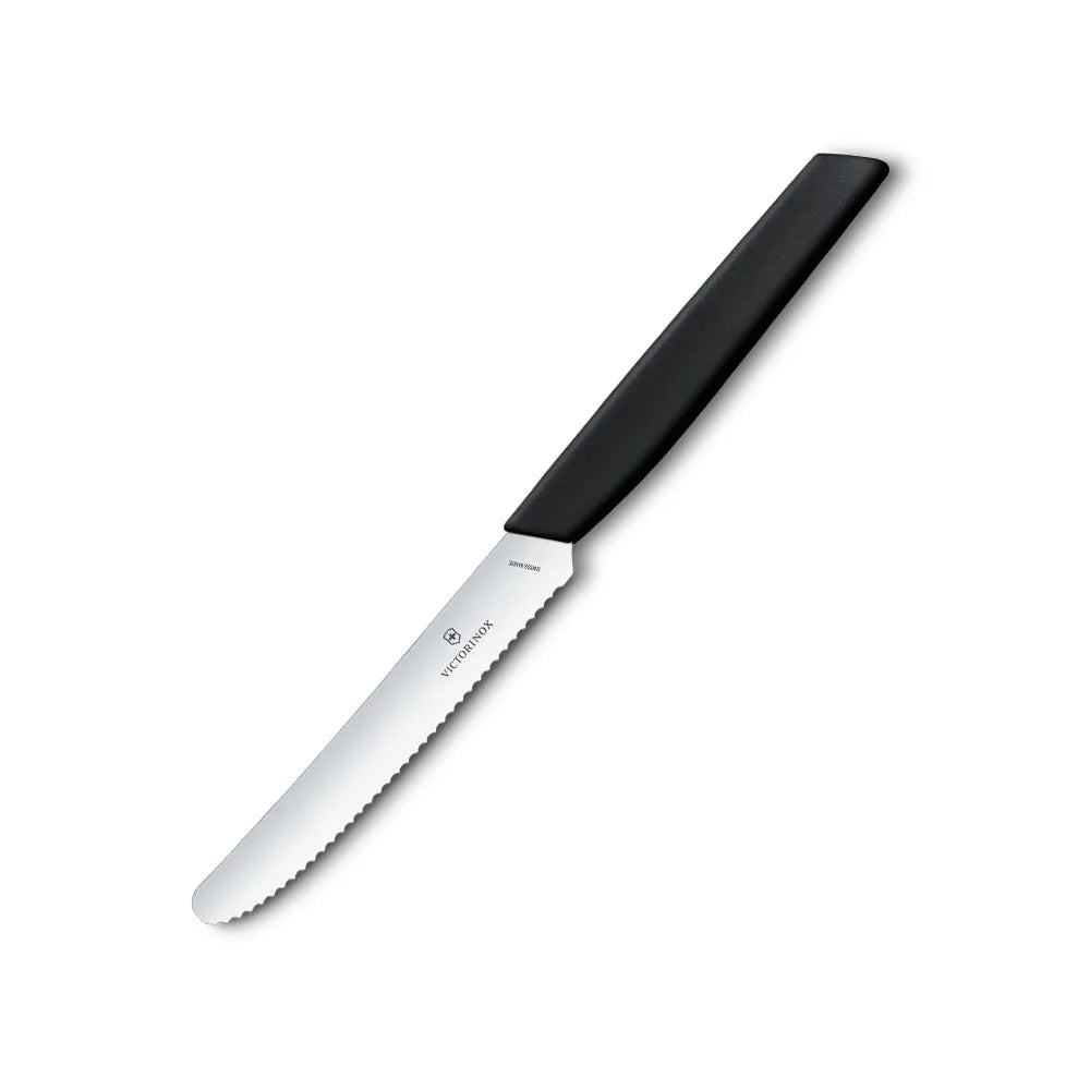 Victorinox Swiss Modern Tomato and Table Knife Wavy Edge 11cm - Black