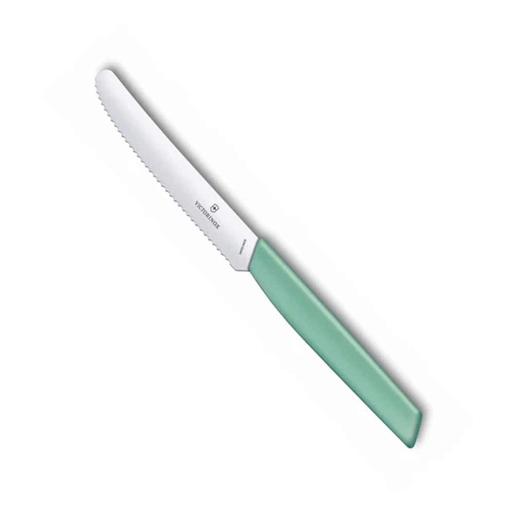 Victorinox Swiss Modern Tomato & Table Knife Wavy Edge 11cm - Mint Green