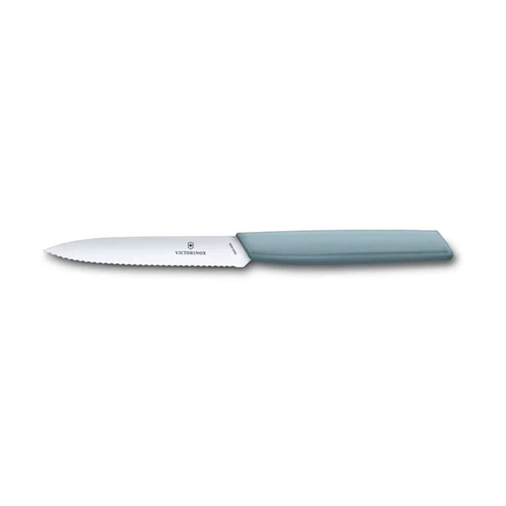 Victorinox Swiss Modern Paring Knife Wavy Edge 10cm - Arona (Light Blue)