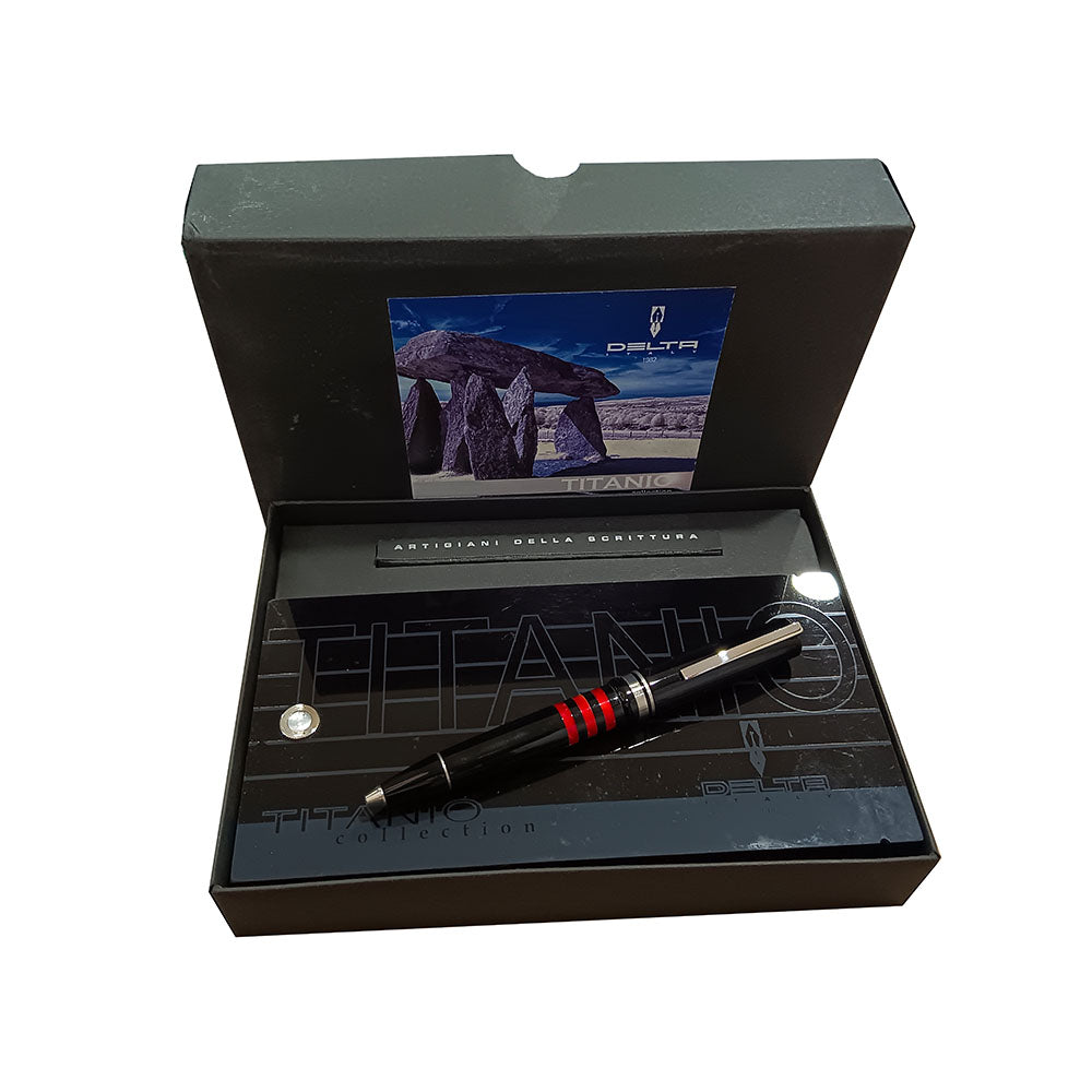 Delta Titanio Galassia Black Resin Case Red Rings Ballpoint Pen