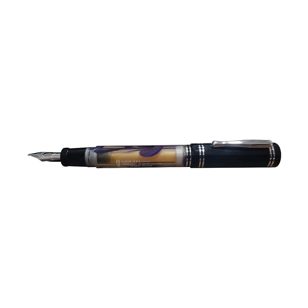 Delta Windows Demonstrator Spring Lavender Strokes with Silver Trim Limited Edition Fountain Pen - 18Kt Gold Rhodium-Plated Broad Nib