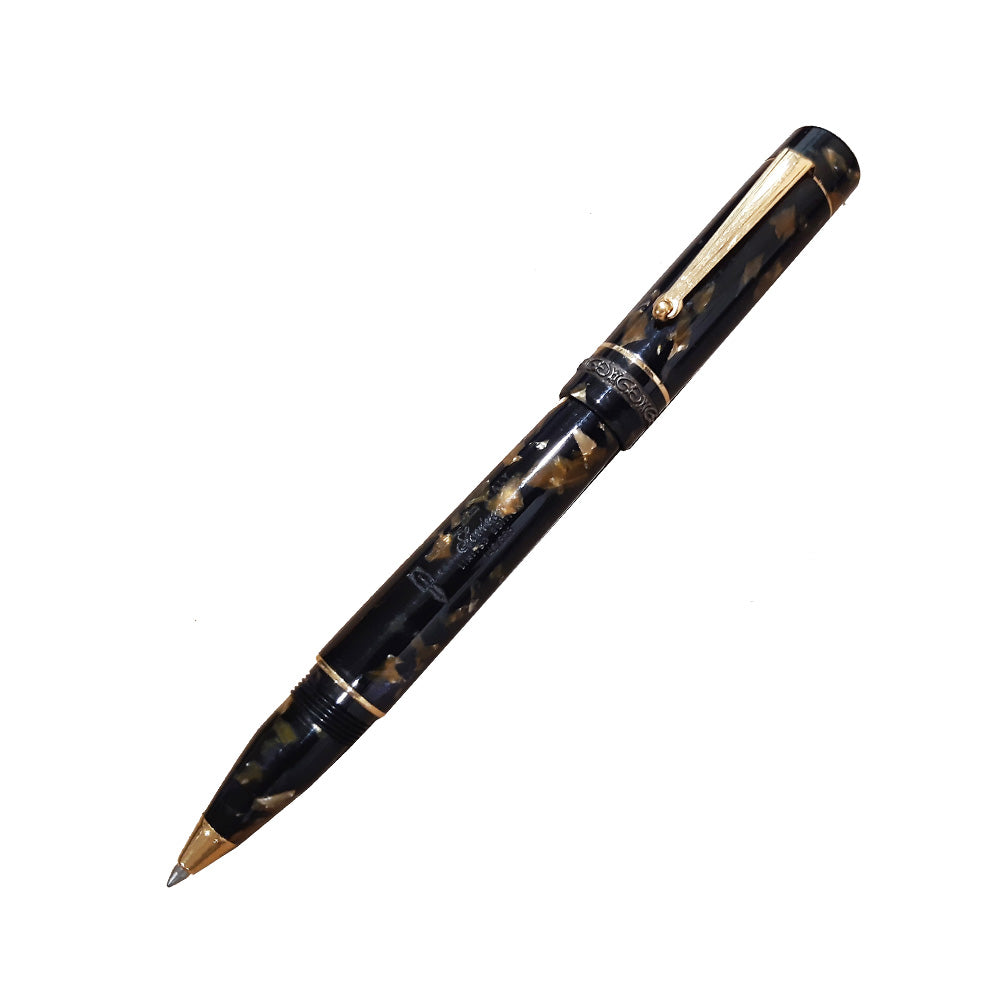 Delta Sevivon Brown Marbled Black Celluloid Gold-plated Trim Limited Edition Rollerball Pen