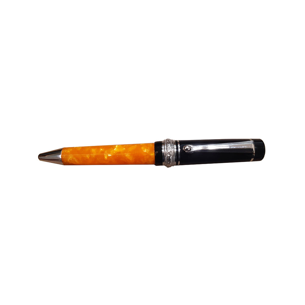 Delta Dolcevita Undersize Orange-Black Resin with Sterling Silver Trim Ballpoint Pen