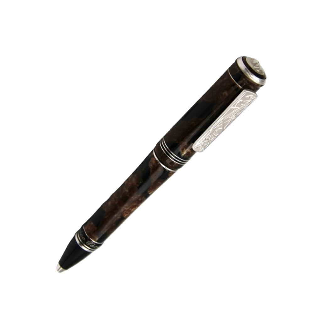 Delta Enrico Caruso Limited Edition Brown Celluloid with Rhodium Trim Ballpoint Pen