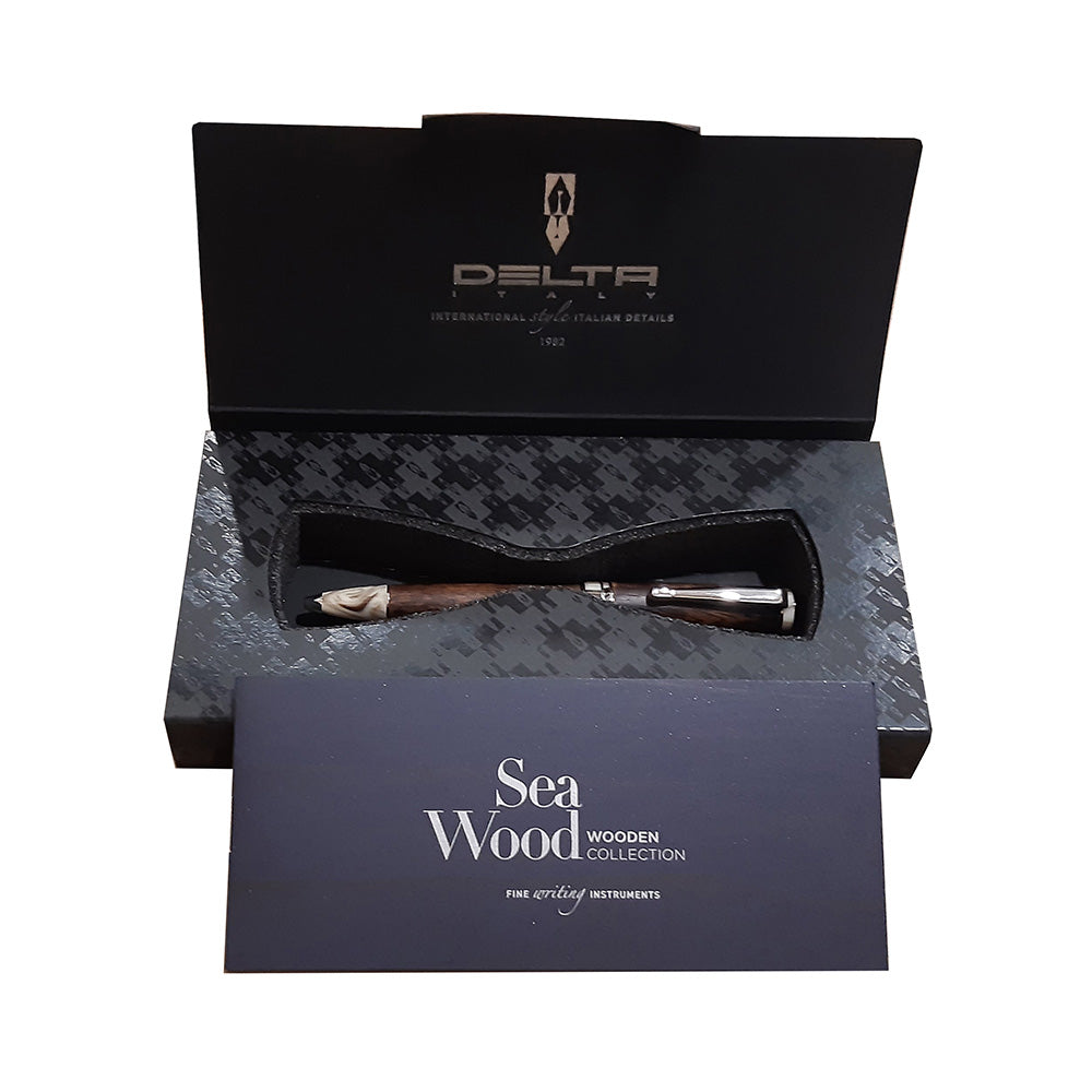 Delta SeaWood Dark Iroko Wood with Rhodium Plated Trim Ballpoint Pen
