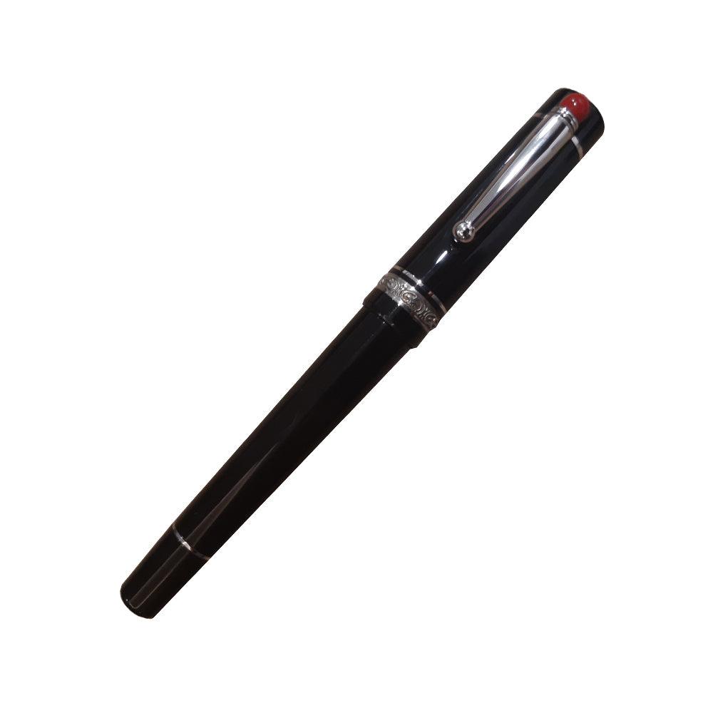 Delta We 17 Black Resin with Sterling Silver Ring Red Pepper Rollerball Pen